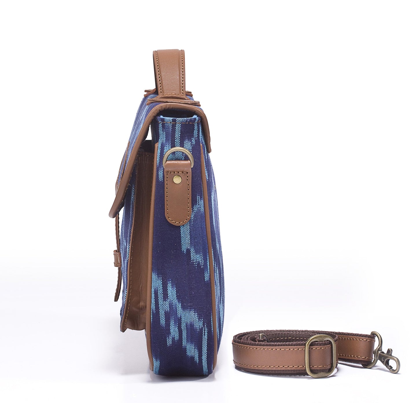 Office Satchel- Blue Ikat - October Jaipur