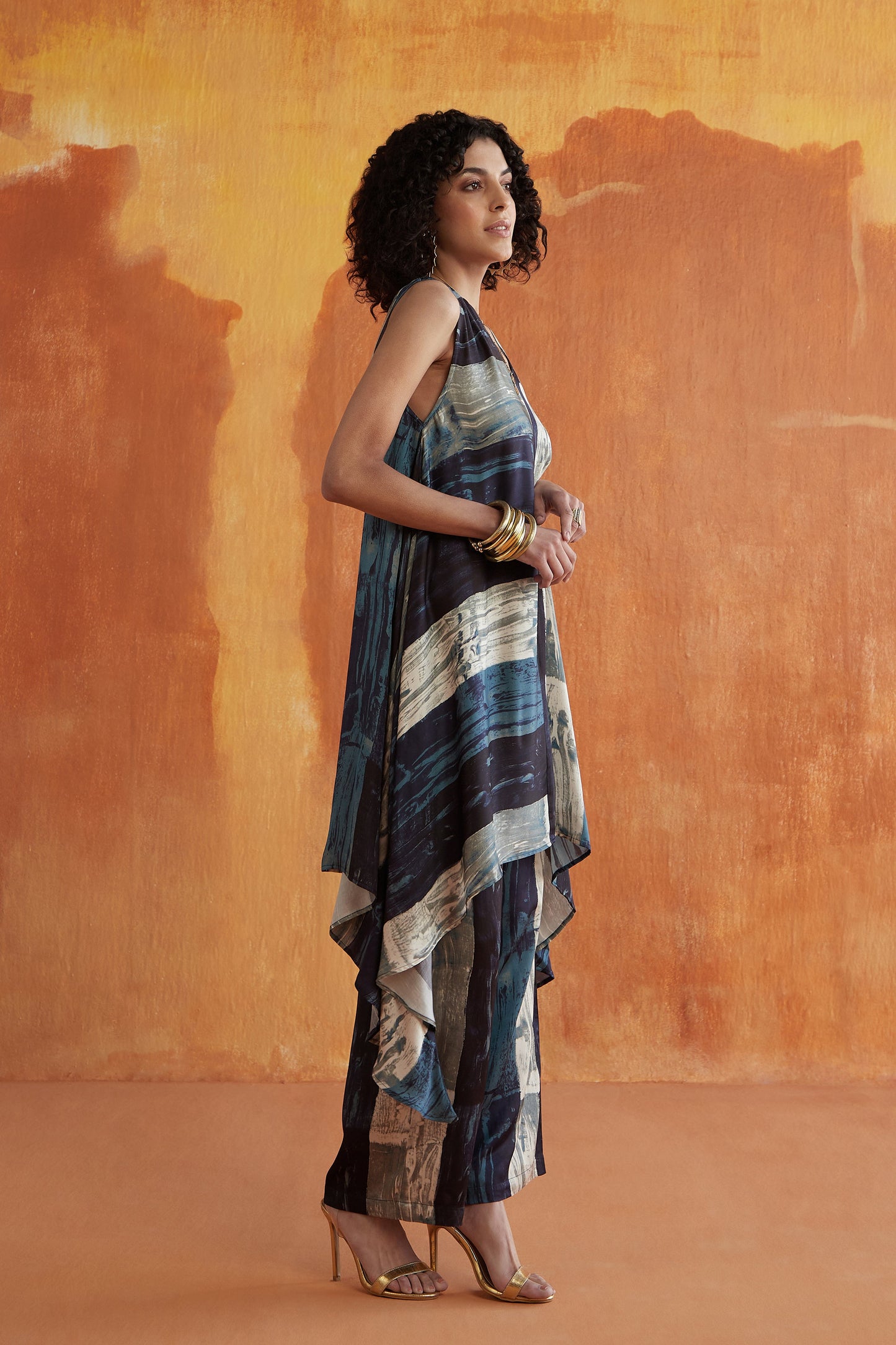 KOI SLEEVELESS CO-ORD SET- INDIGO DRIP
