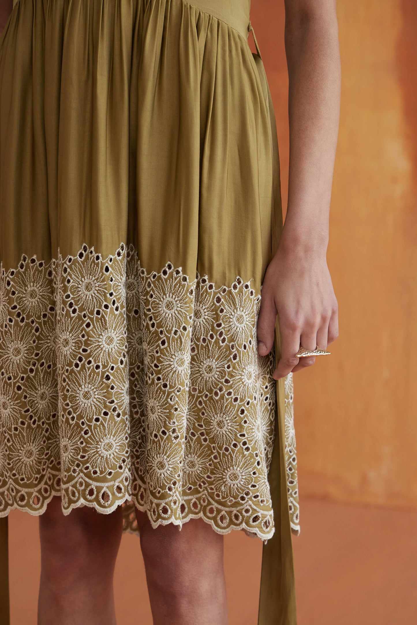 RESORT EMBROIDERED DRESS-SAGE