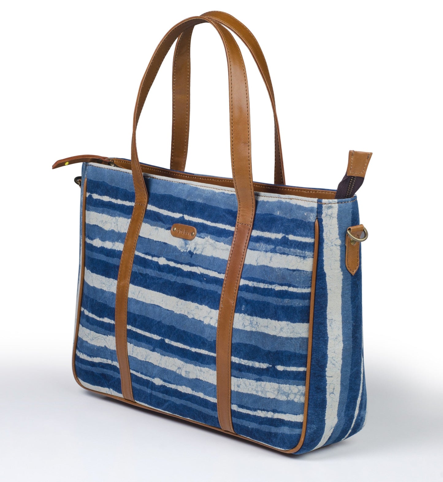 Office Handbag- Indigo Stripe - October Jaipur
