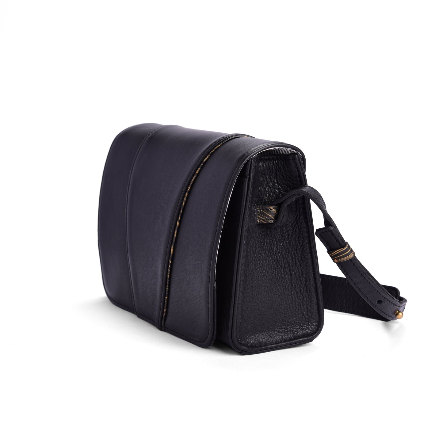 BLACK LEATHER SATCHEL- THE MUSE - October Jaipur