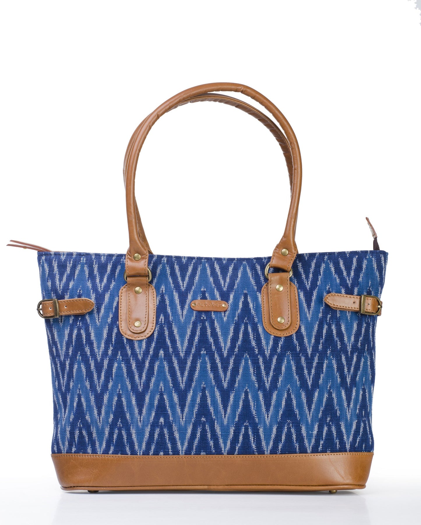 Tote- Blue Ikat Durrie - October Jaipur