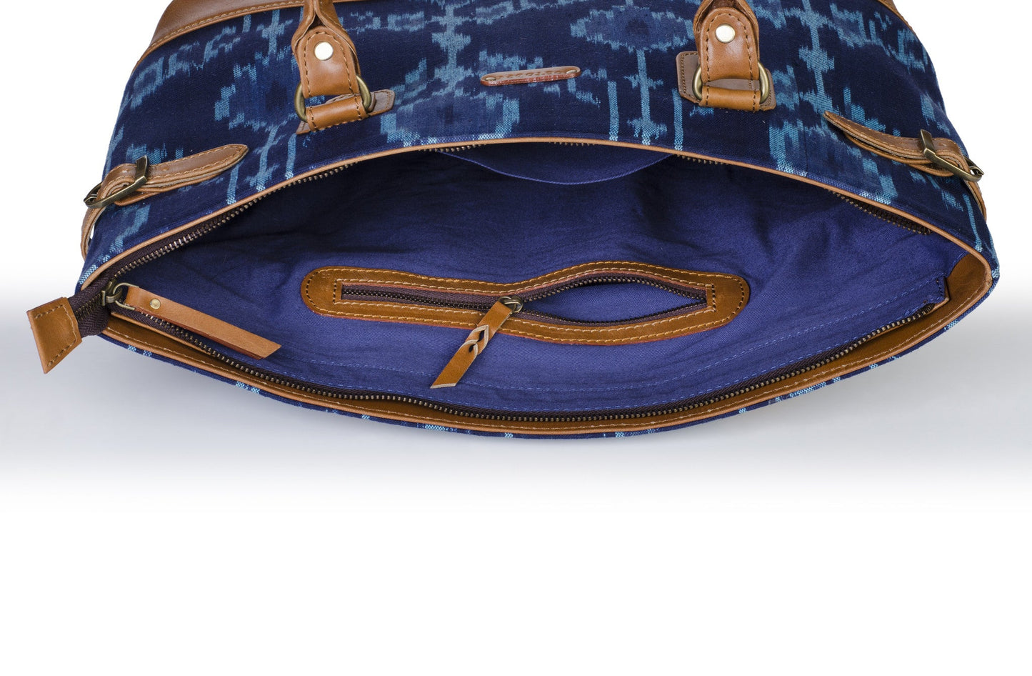 Tote - Blue Ikat Durrie - October Jaipur