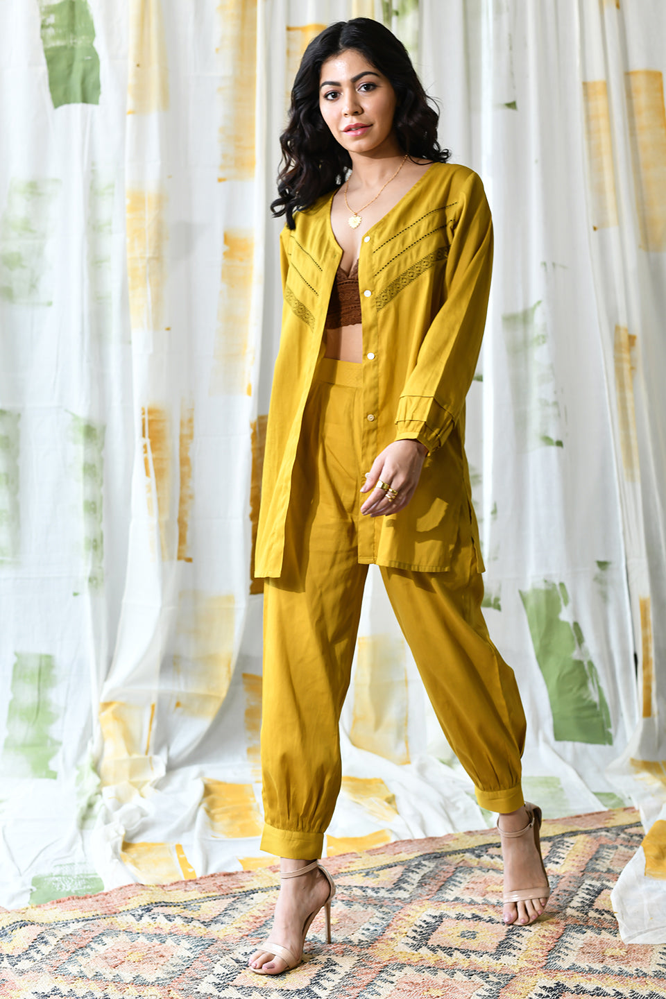 Holly Shirt Set-Mustard