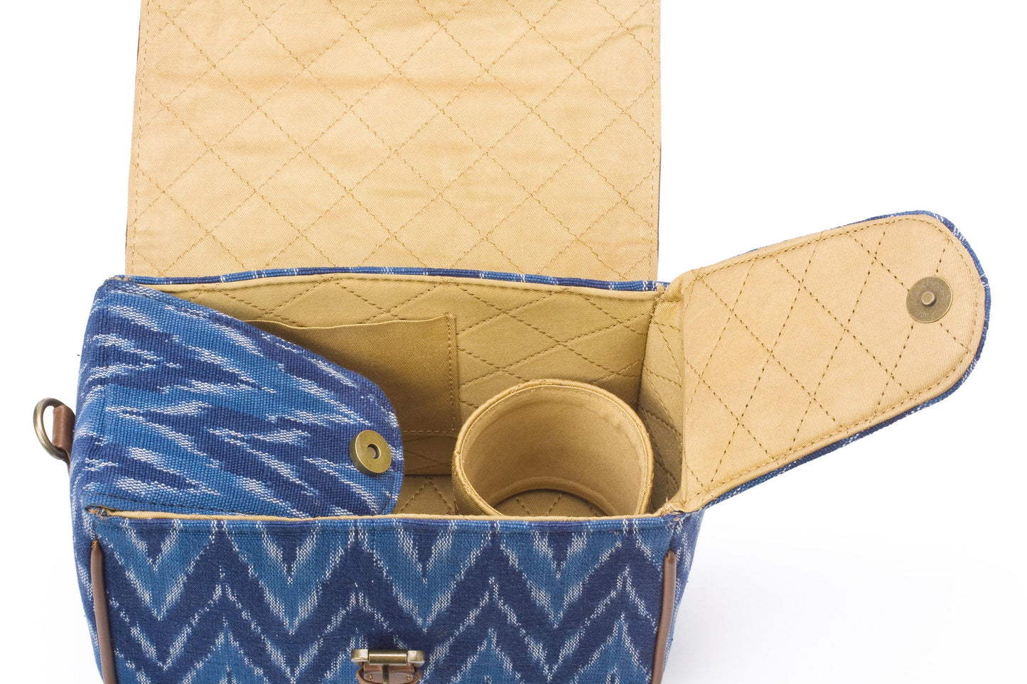 Camera Bag- Blue Ikat Durrie - October Jaipur
