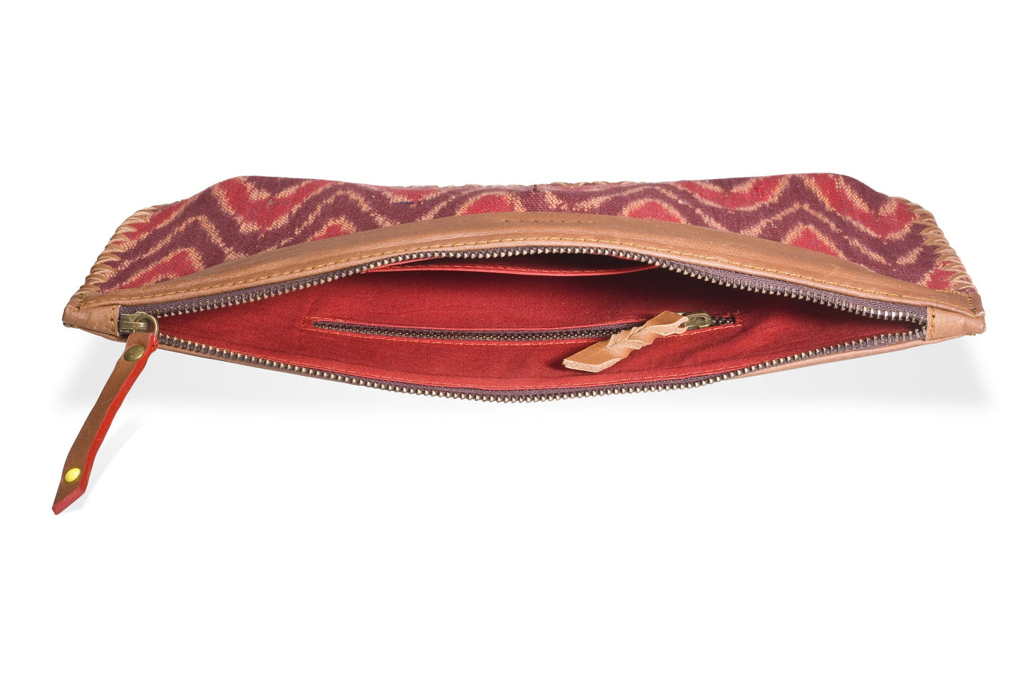 Woven Clutch- Red Ikat Durrie - October Jaipur