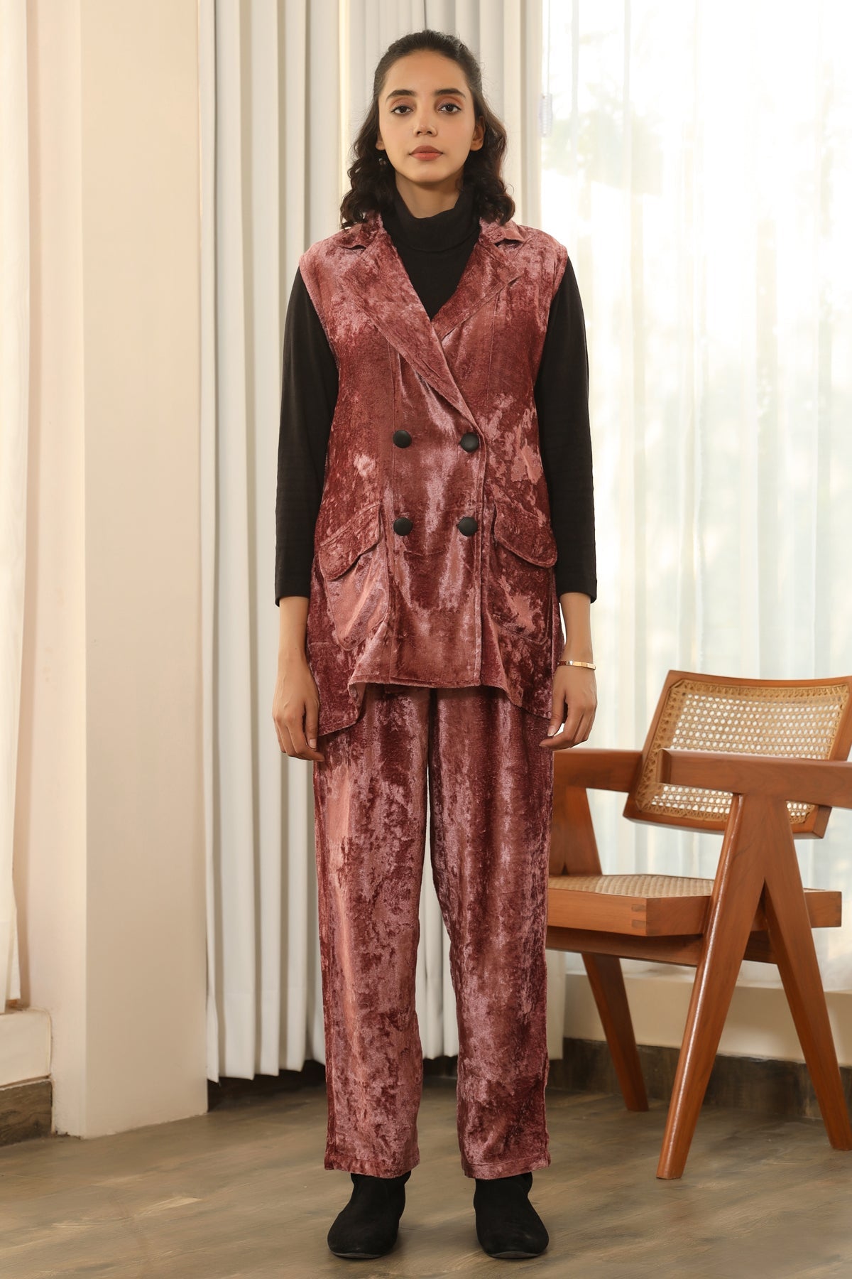 Crystal- Velvet Blazer Set