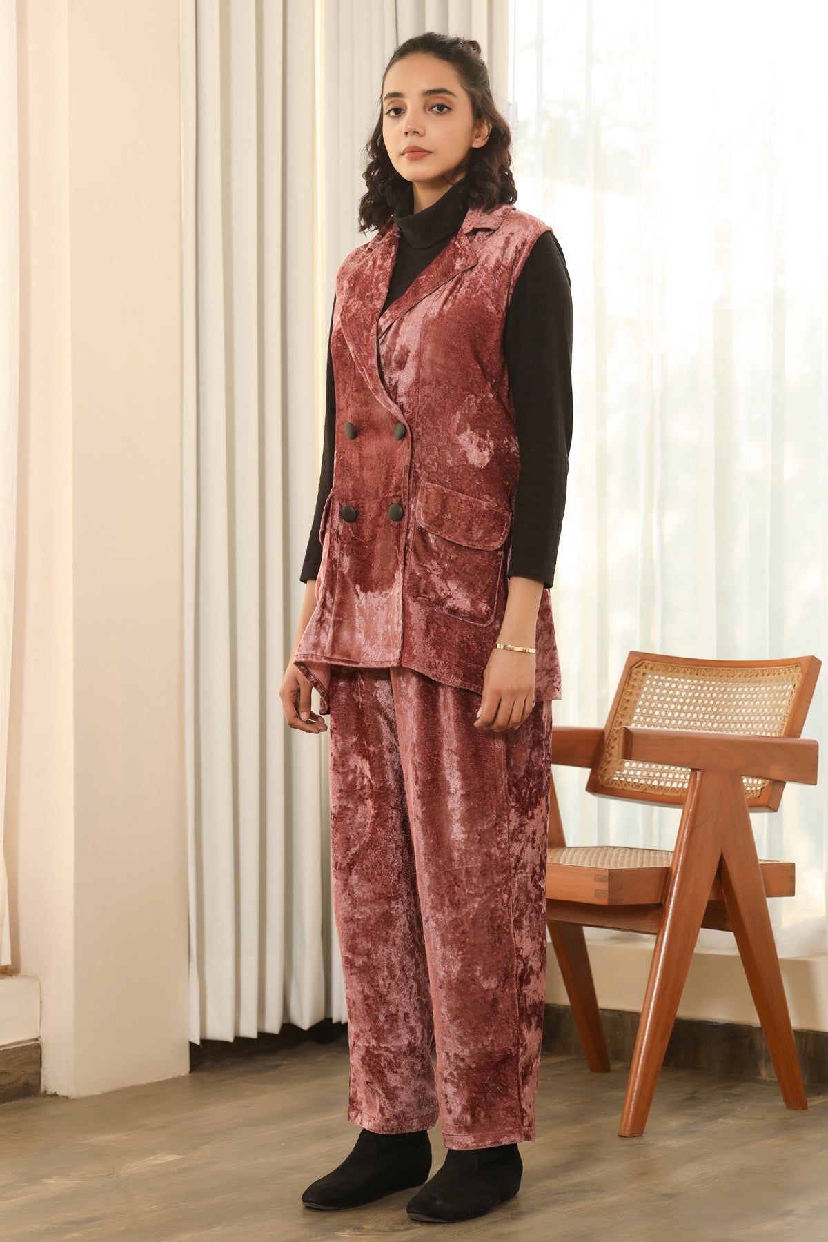 Crystal- Velvet Blazer Set