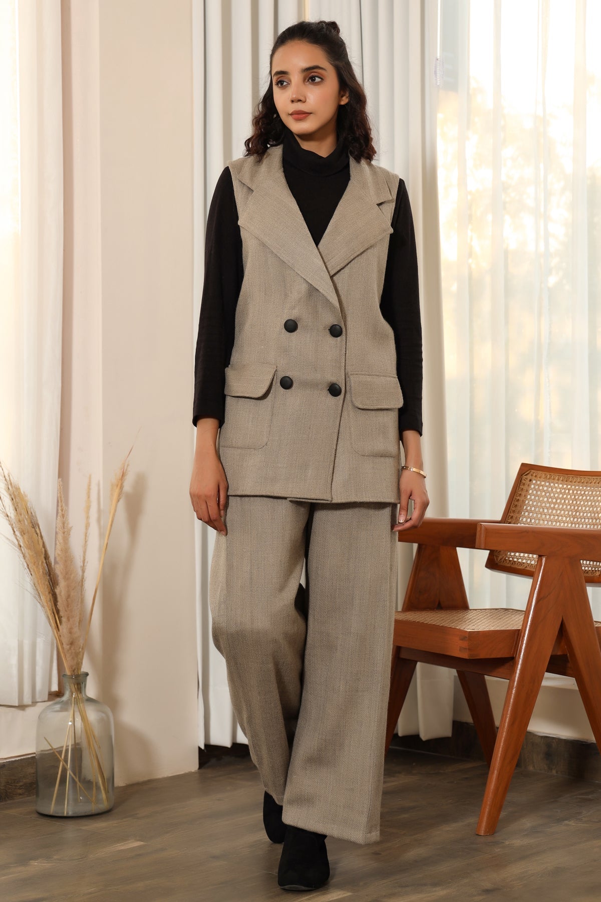 Stacy-Woollen Jacket Set