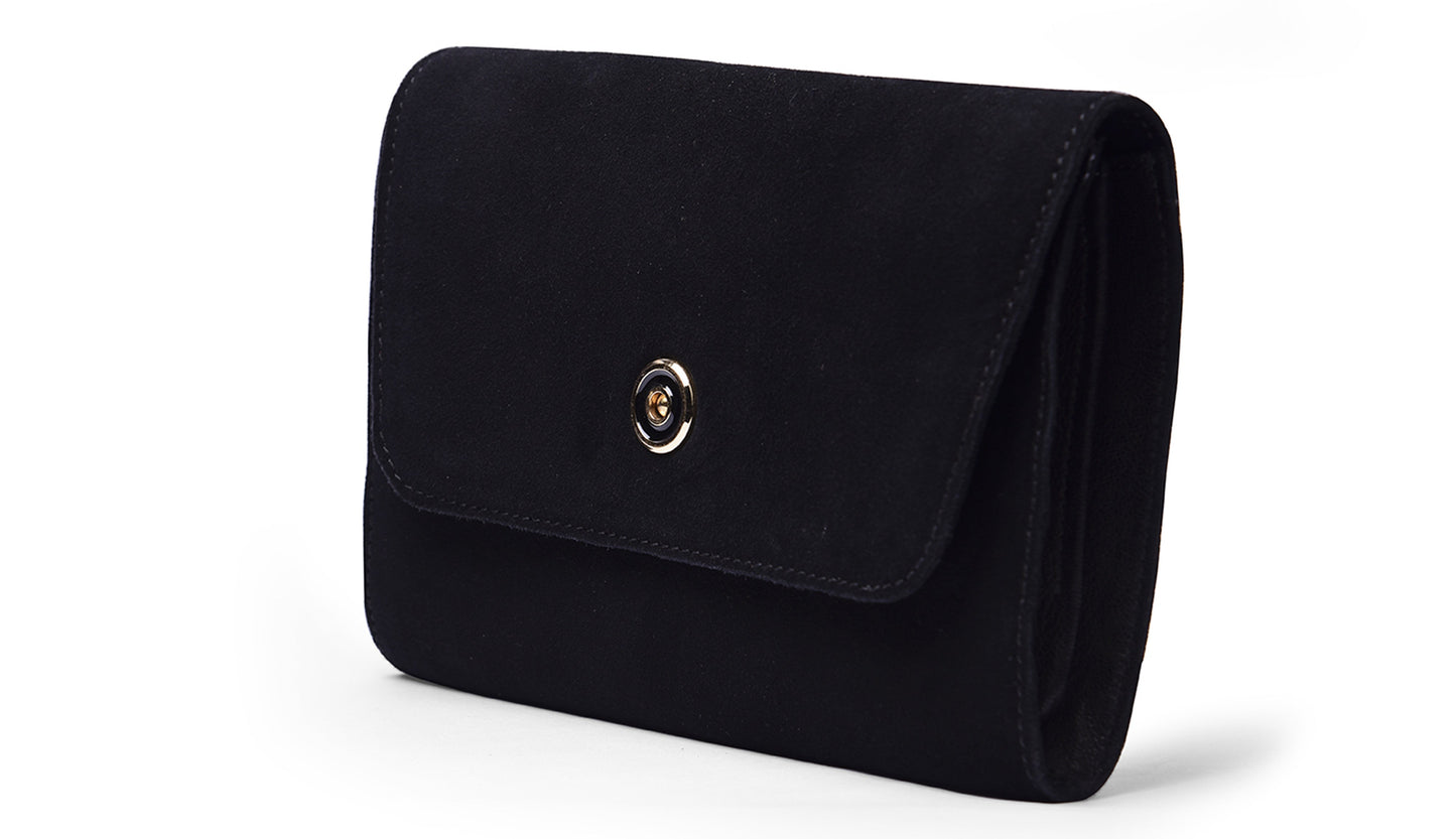 Suede clutch- Black - October Jaipur