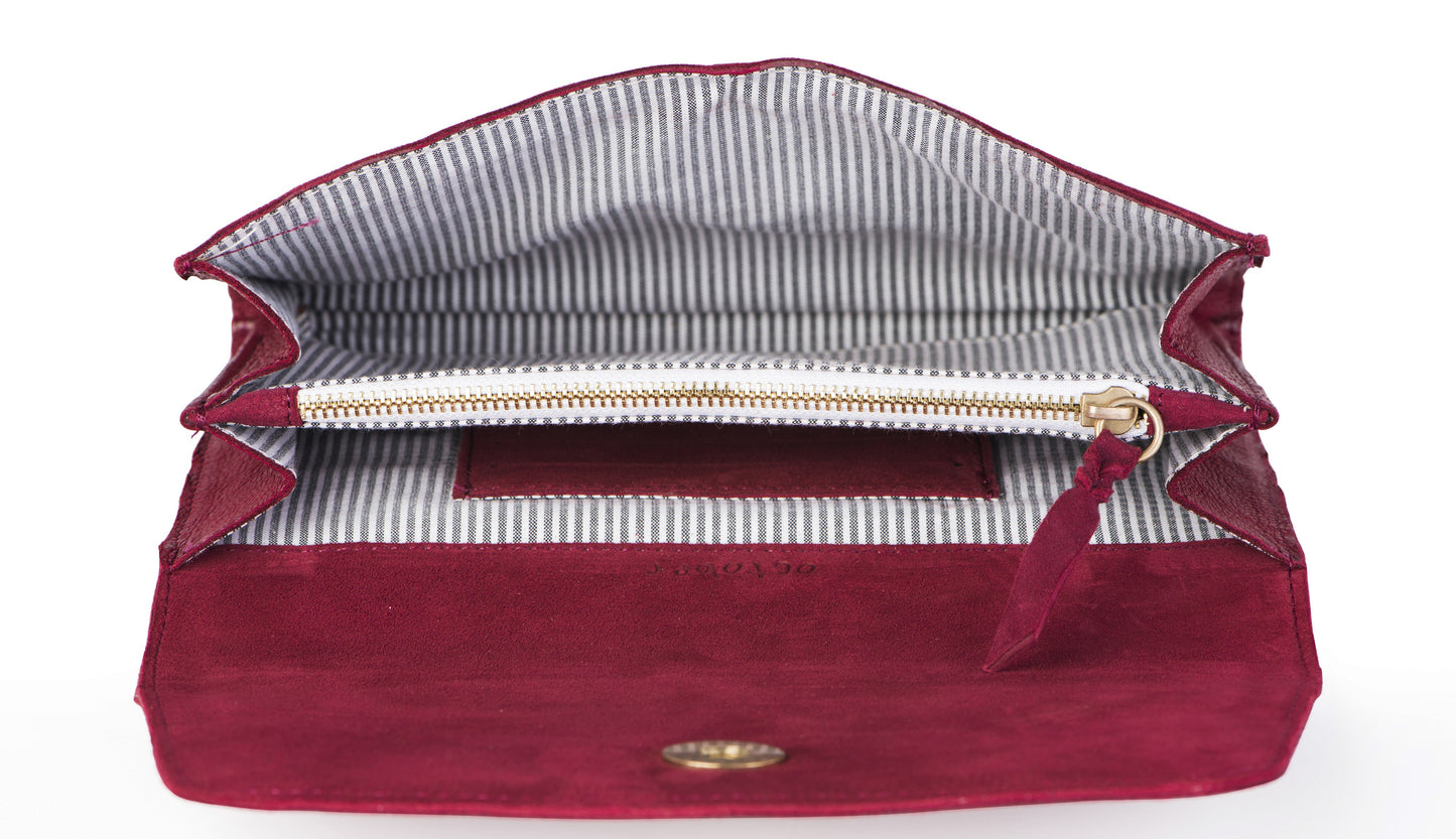 Suede Clutch- Maroon - October Jaipur
