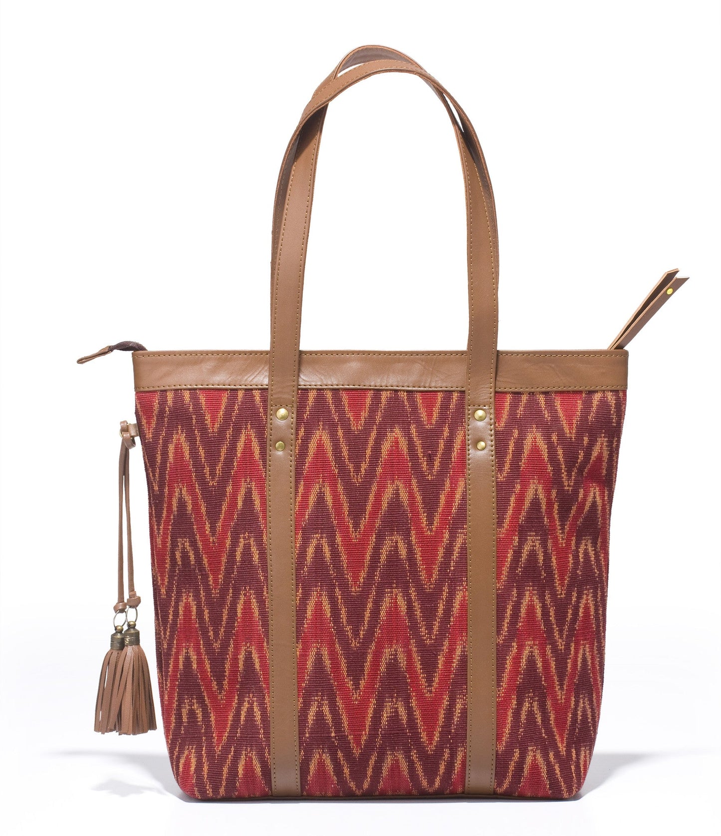 Shoppers Bag - Red Ikat - October Jaipur