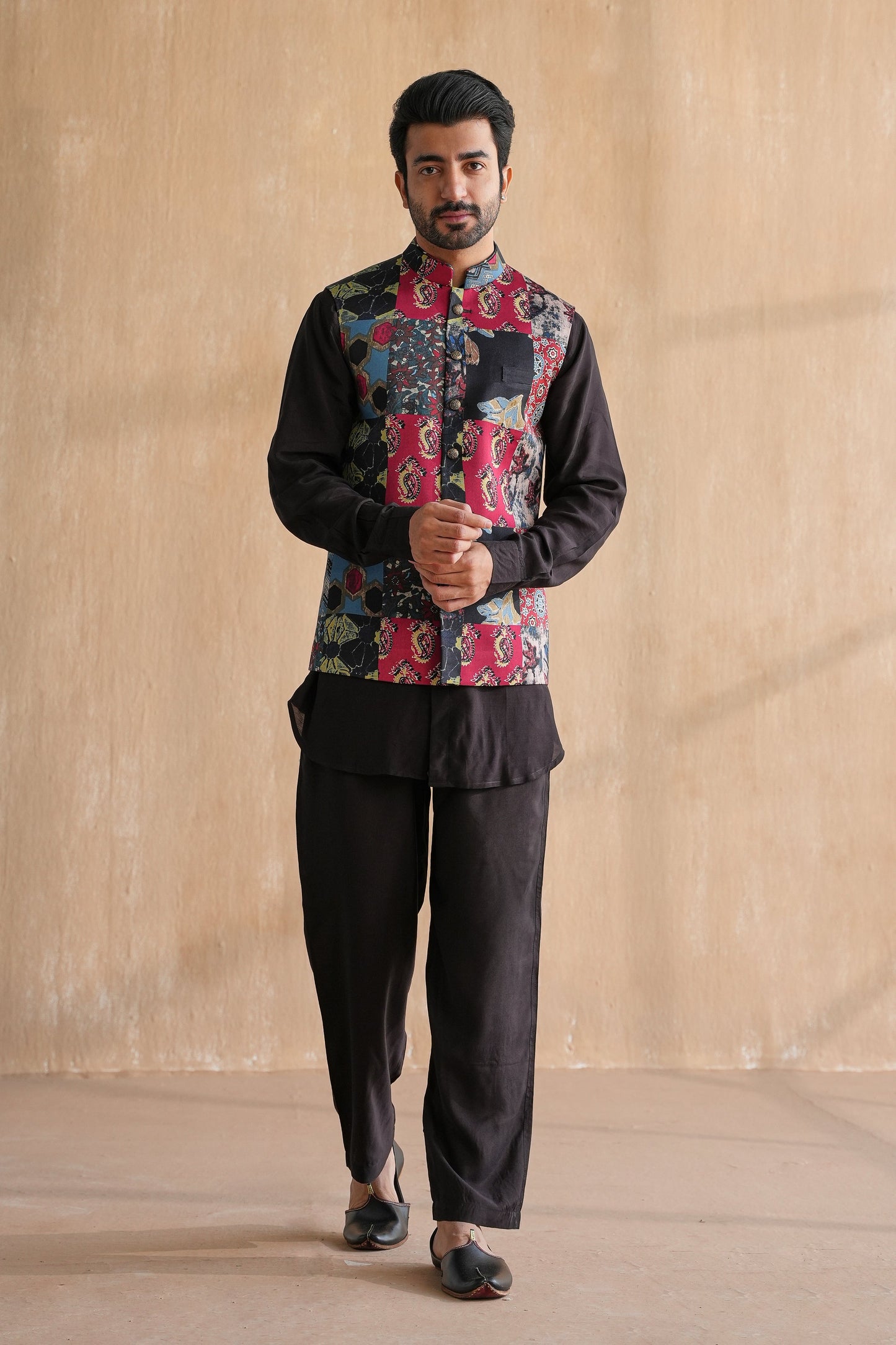 FAIZ NEHRU JACKET SET-PATCHWORK(SET OF 3)
