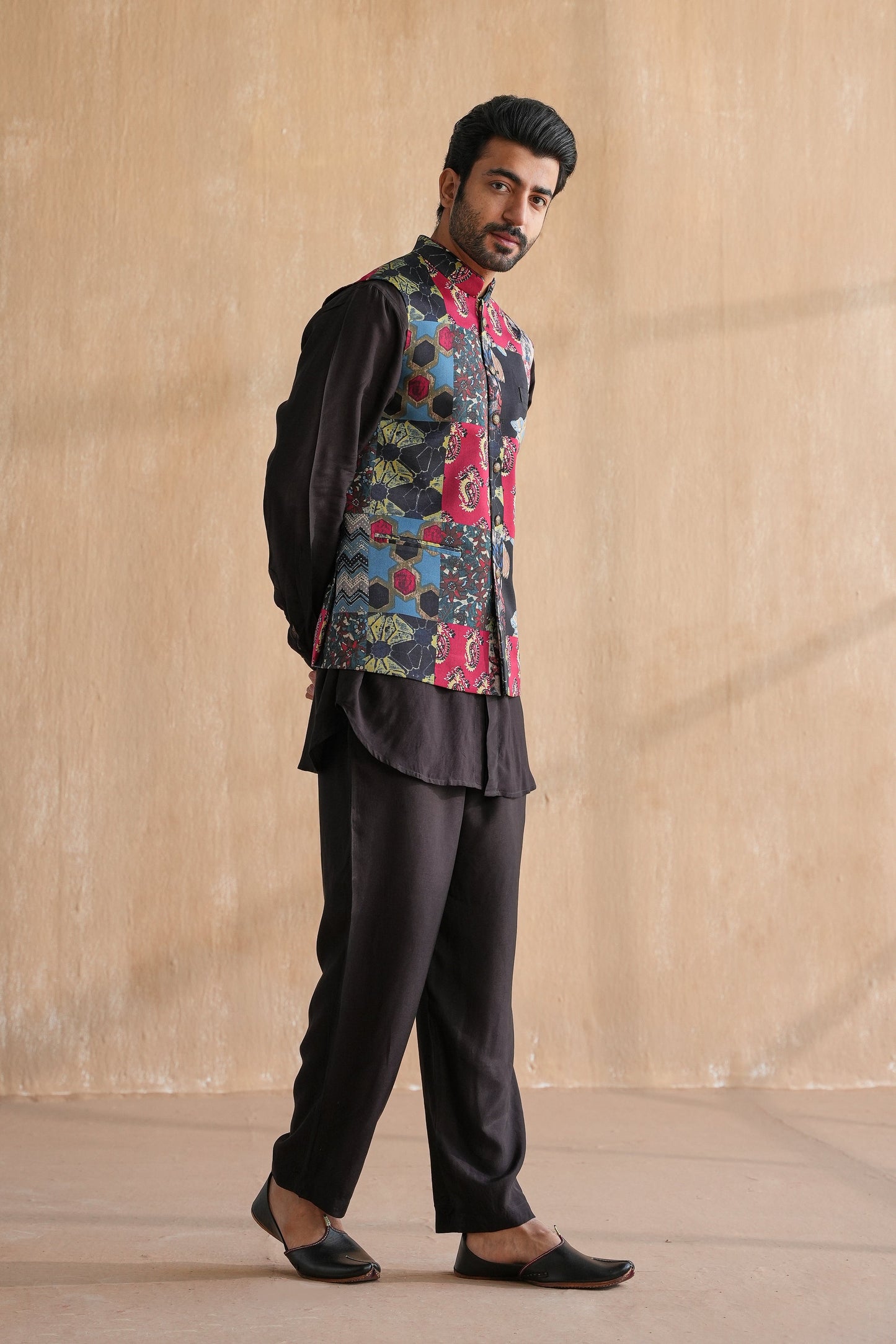 FAIZ NEHRU JACKET SET-PATCHWORK(SET OF 3)