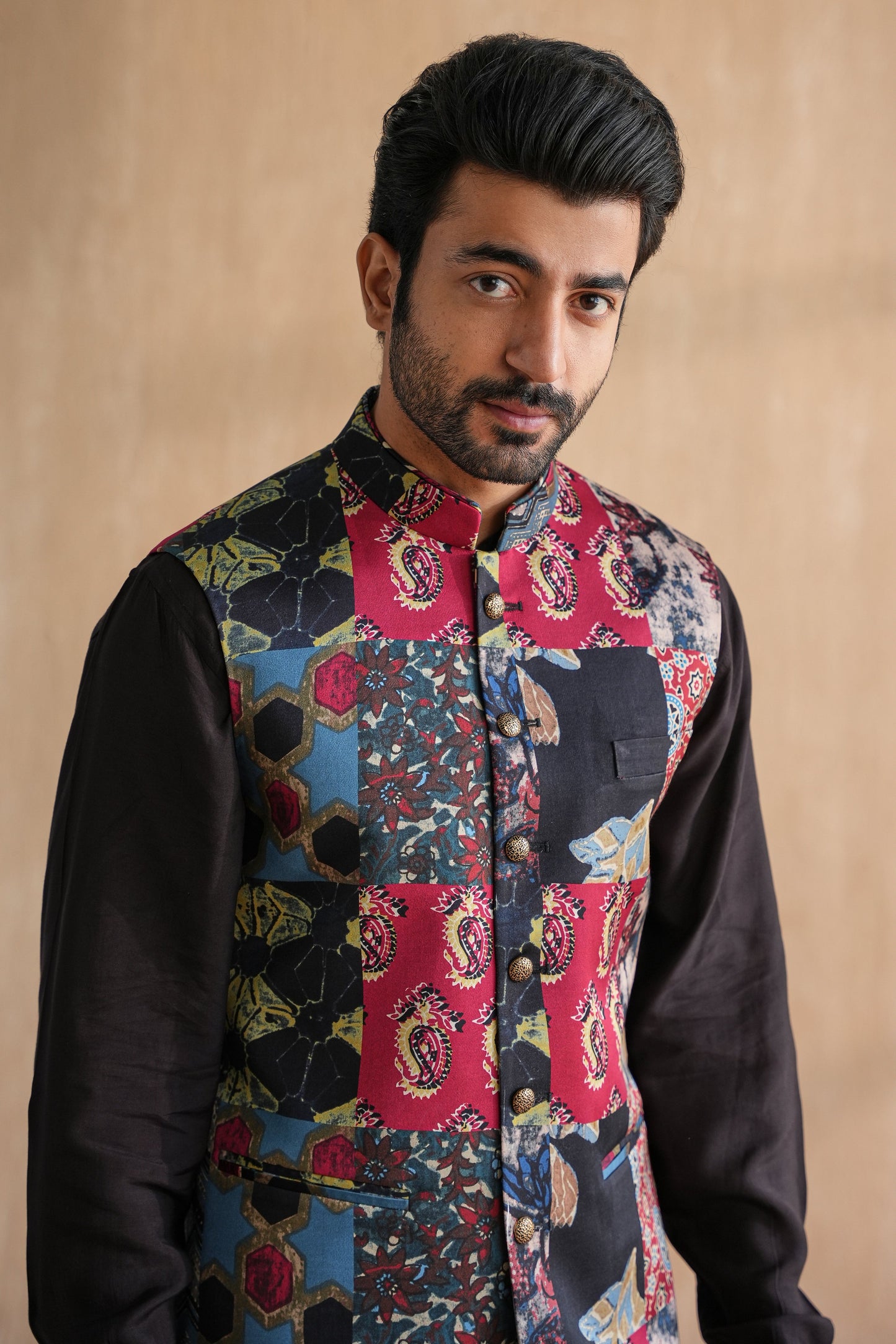 FAIZ NEHRU JACKET SET-PATCHWORK(SET OF 3)