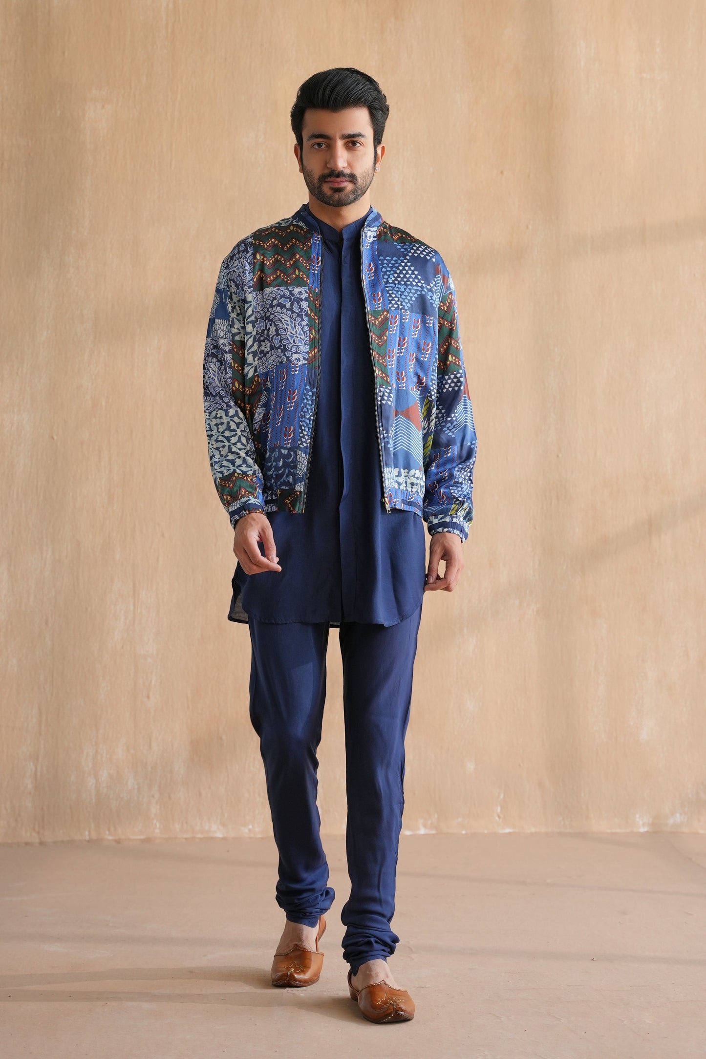 INDIGO BOMBER JACKET SET-PATCHWORK(SET OF 3)