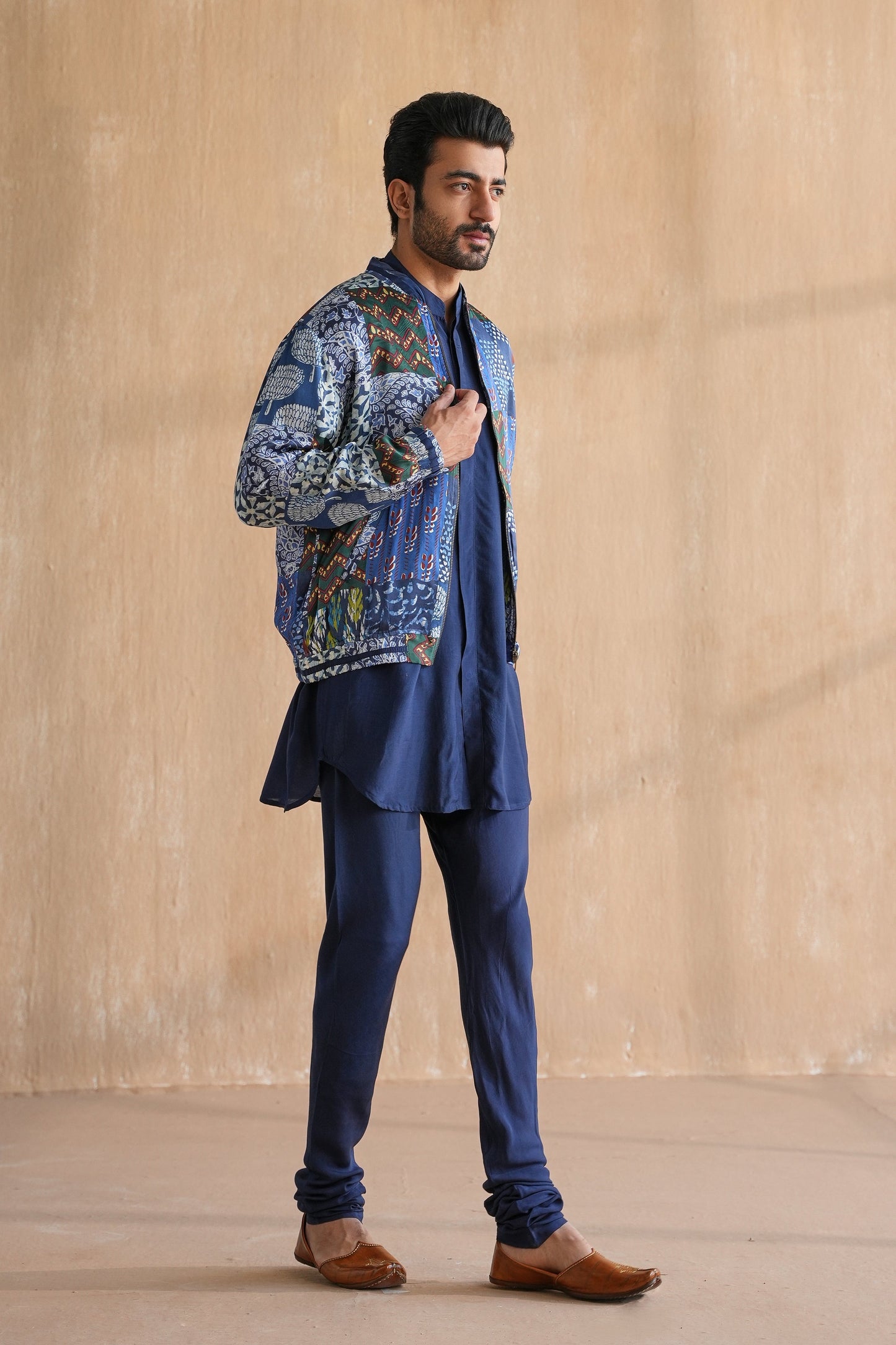 INDIGO BOMBER JACKET -PATCHWORK