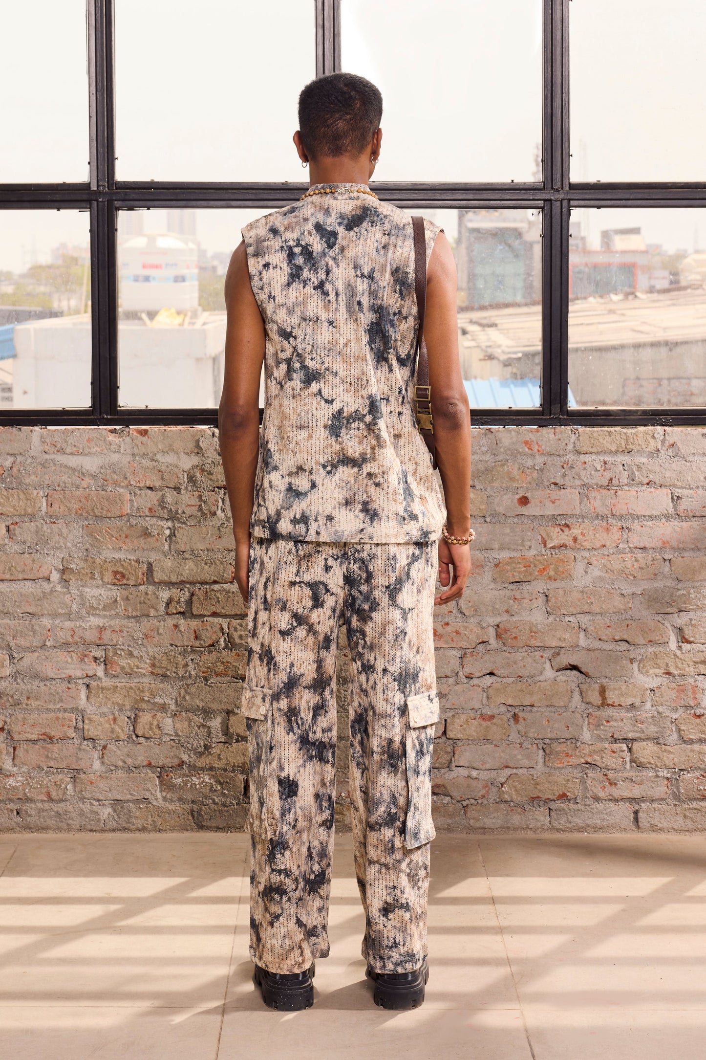 ZAYN UTILITLY VEST SET- TIE DYED CROCHET