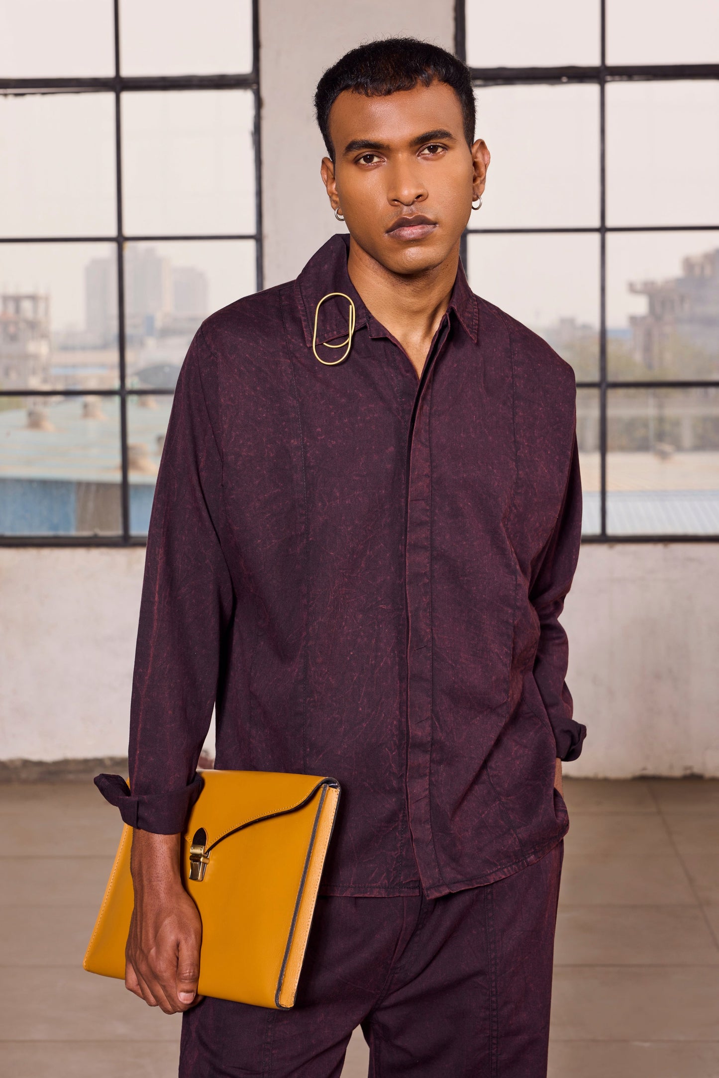 MONK SHIRT- STONED BLACK