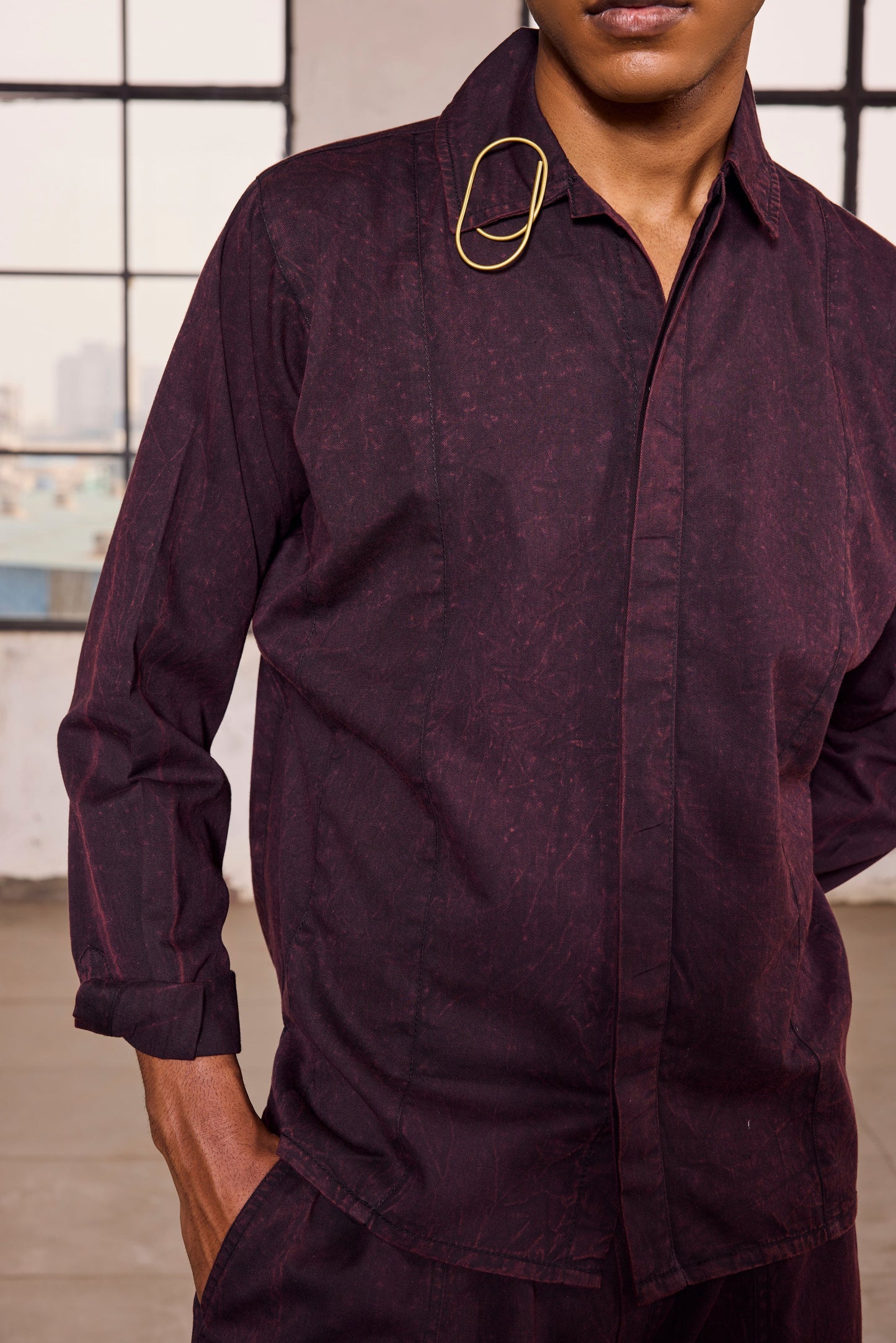 MONK SHIRT- STONED BLACK