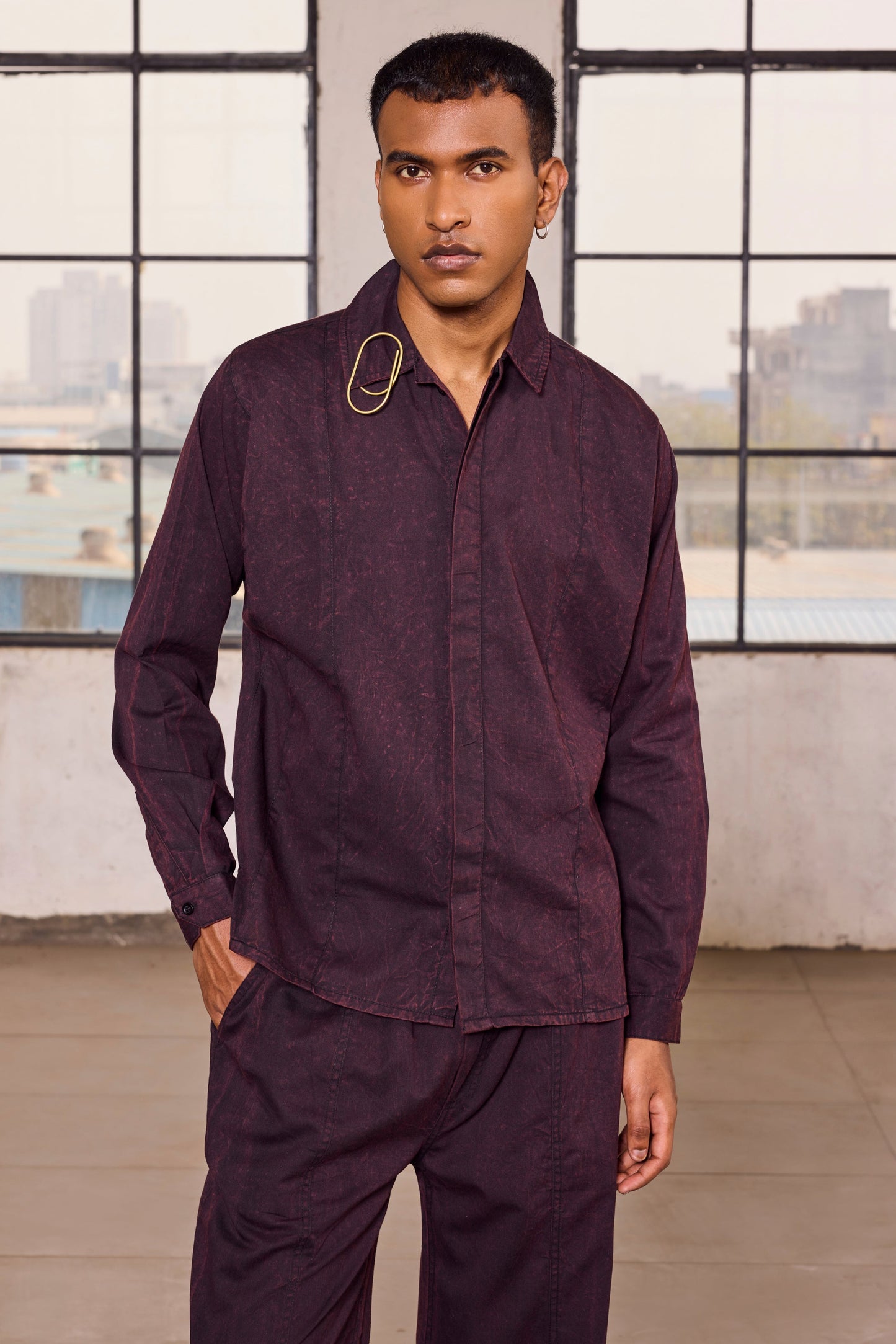 MONK SHIRT- STONED BLACK