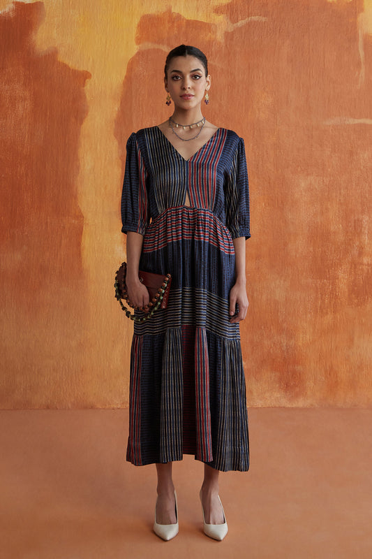 MOIRA LONG DRESS- INDIGO