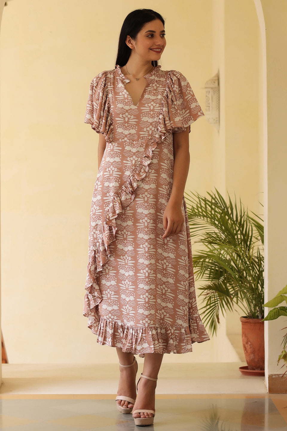 Hannah Ruffle Dress-Bouquet