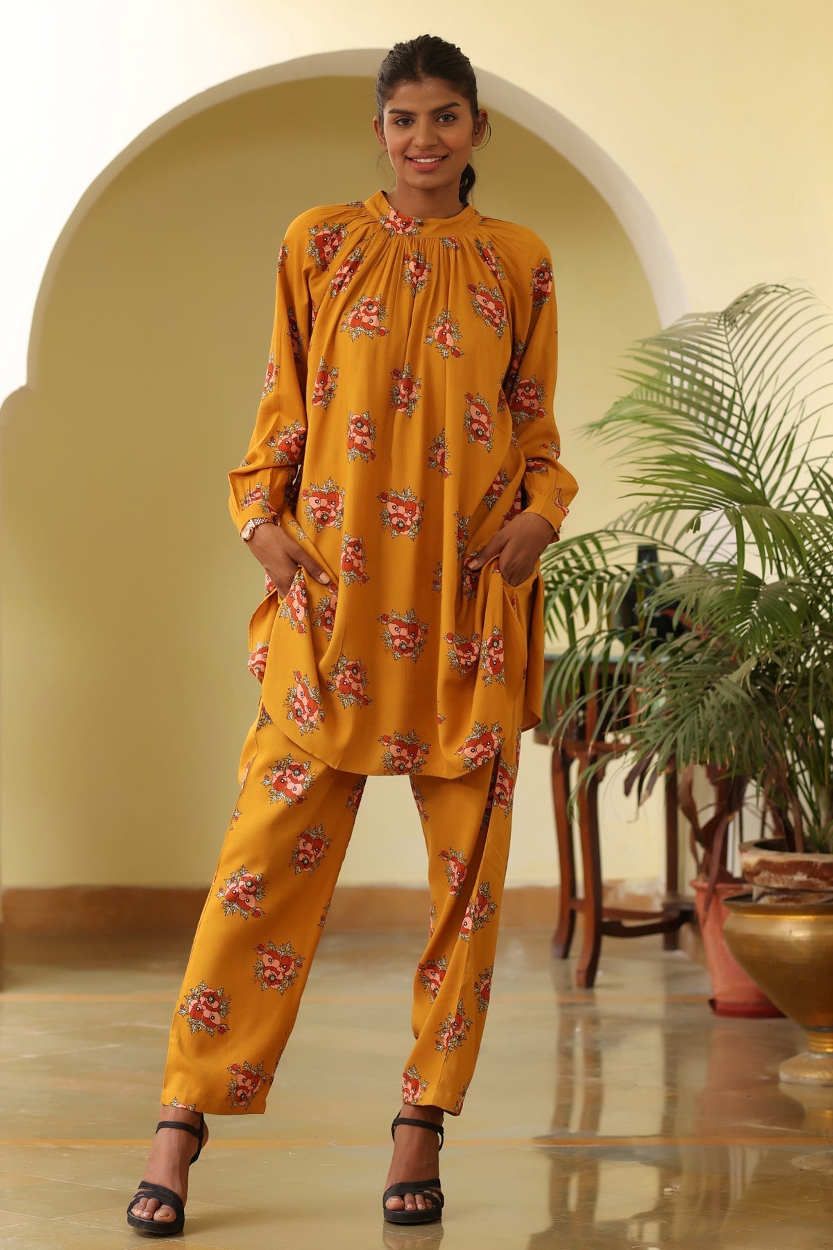 Uma Gathered Co-ord Set-Flora