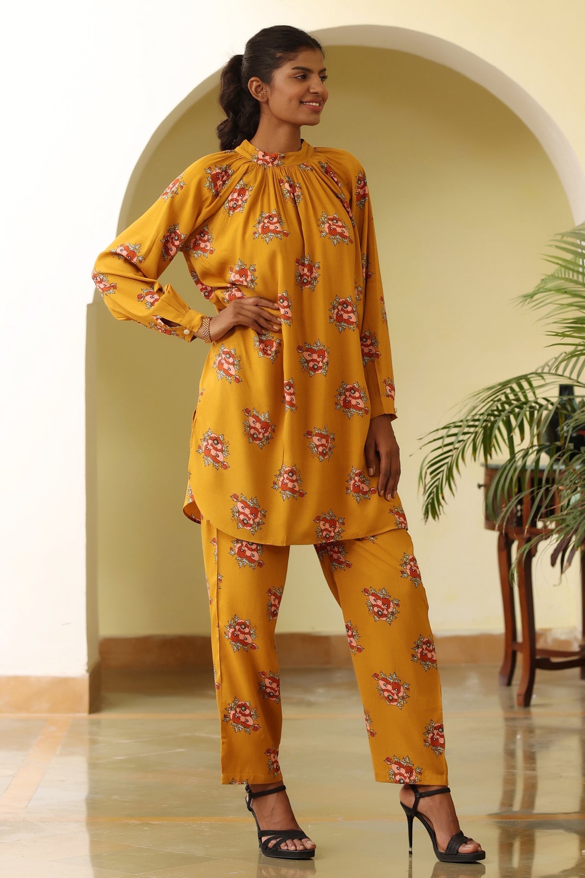 Uma Gathered Co-ord Set-Flora