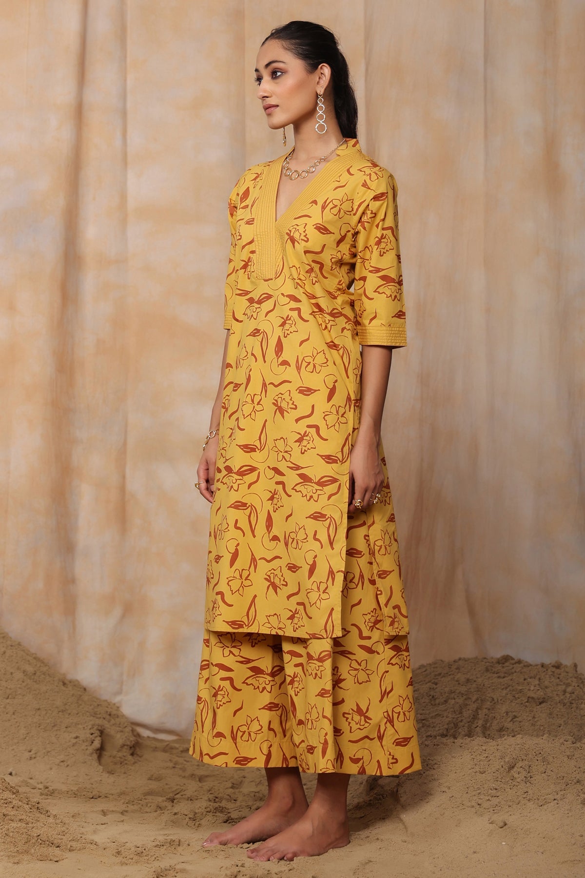SILVIA KURTA SET-MUSTARD