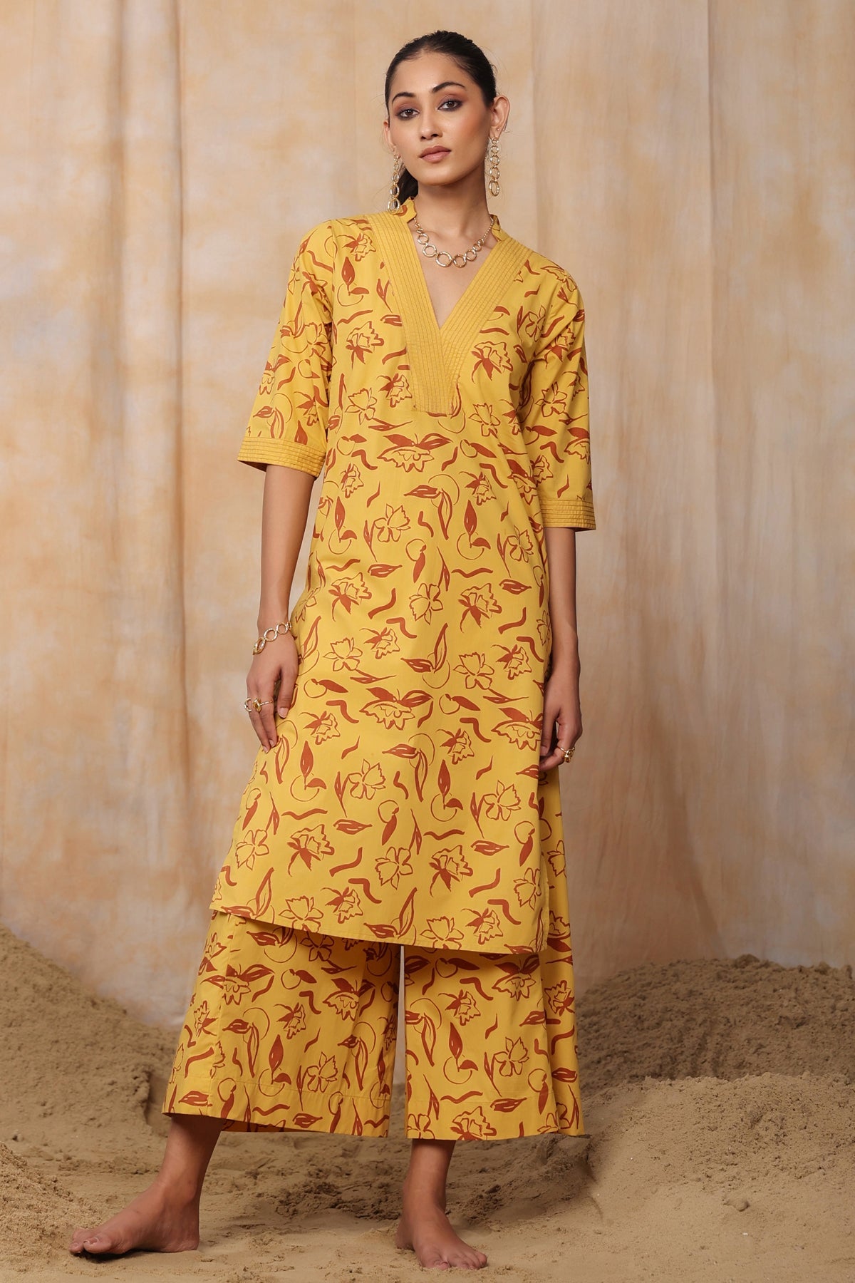 SILVIA KURTA SET-MUSTARD