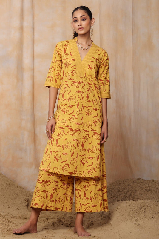 SILVIA KURTA SET-MUSTARD