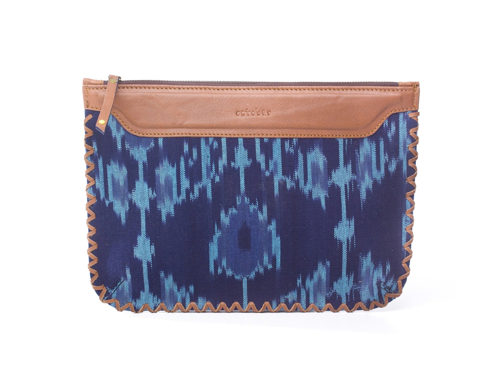 Woven Clutch- Blue Ikat - October Jaipur