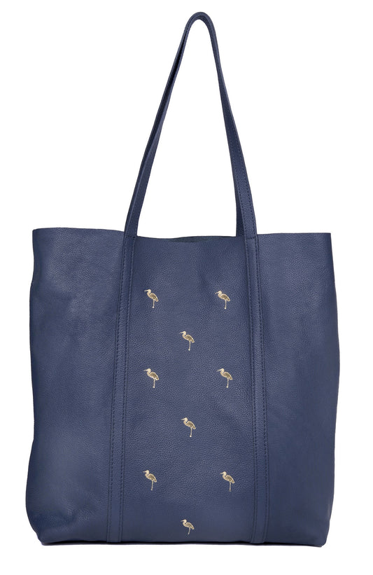 Leather Tote- Flamingo - October Jaipur