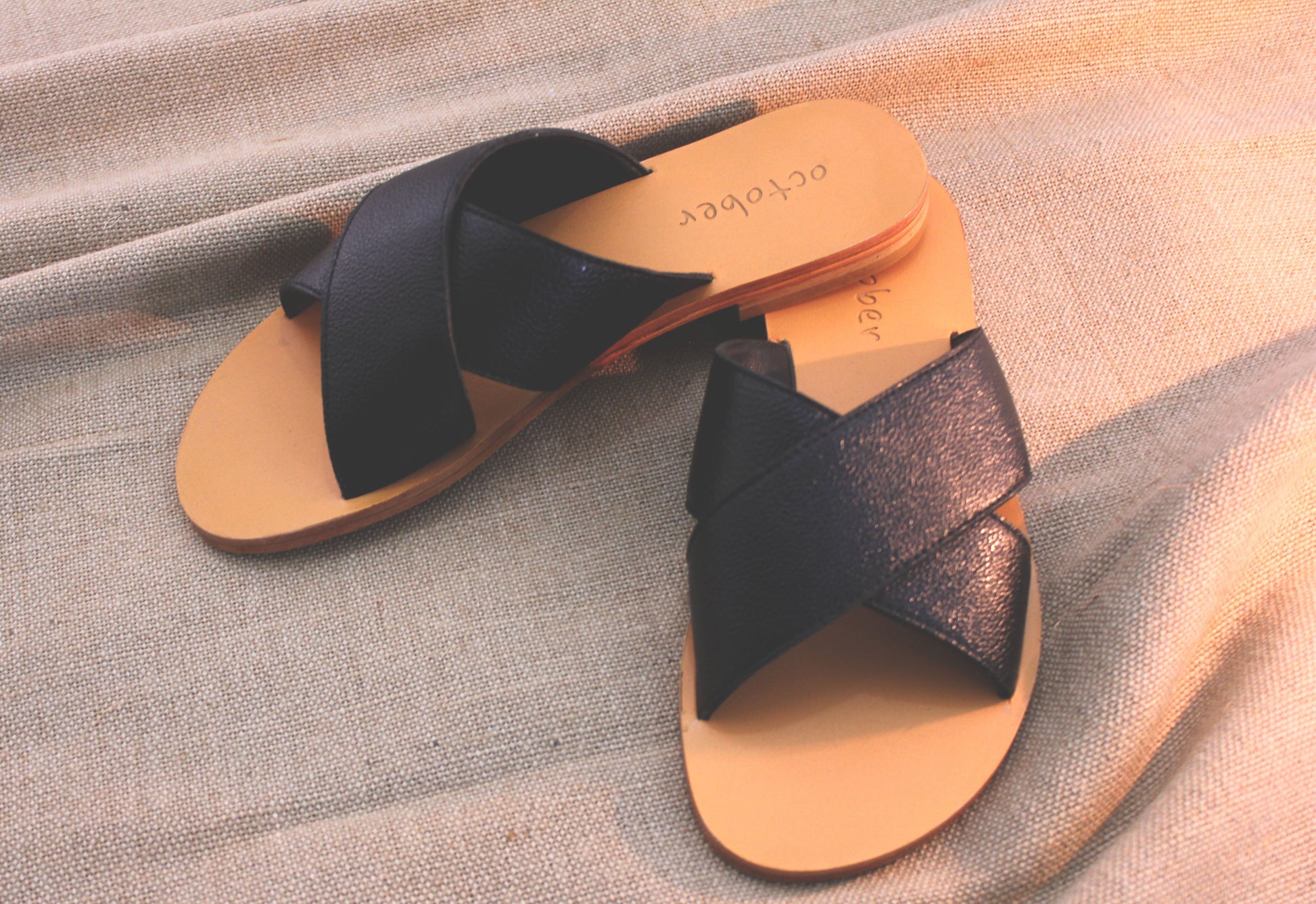 Criss Cross Slipper- Black - October Jaipur