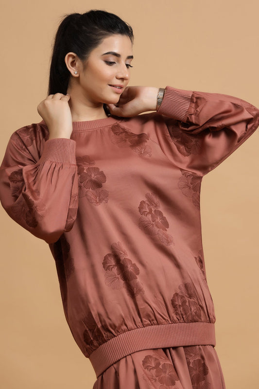 Camellia Sweat Top: Rust Posy - October Jaipur