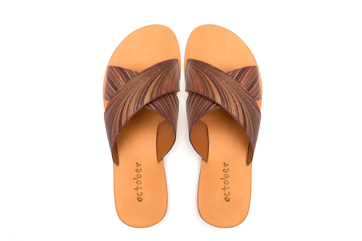 Criss Cross Slipper- Maroon Gold - October Jaipur