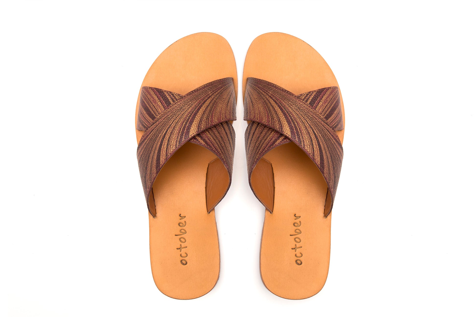 Criss Cross Slipper- Maroon Gold - October Jaipur