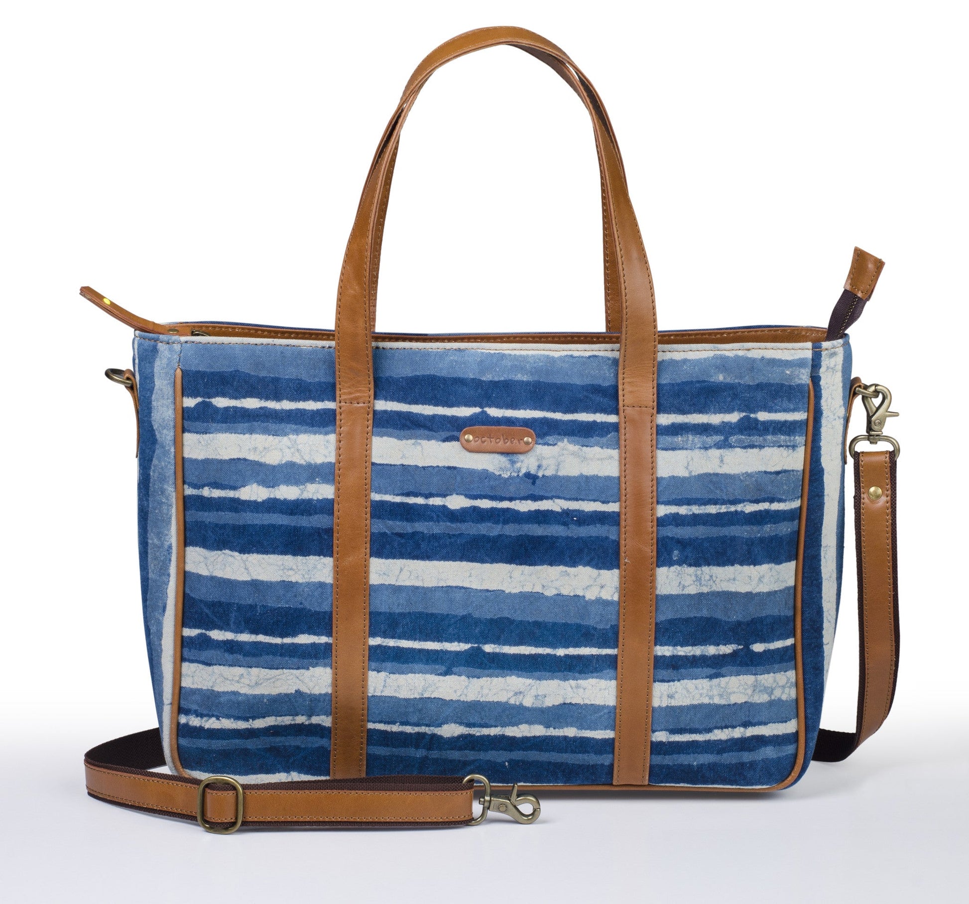 Office Handbag- Indigo Stripe - October Jaipur