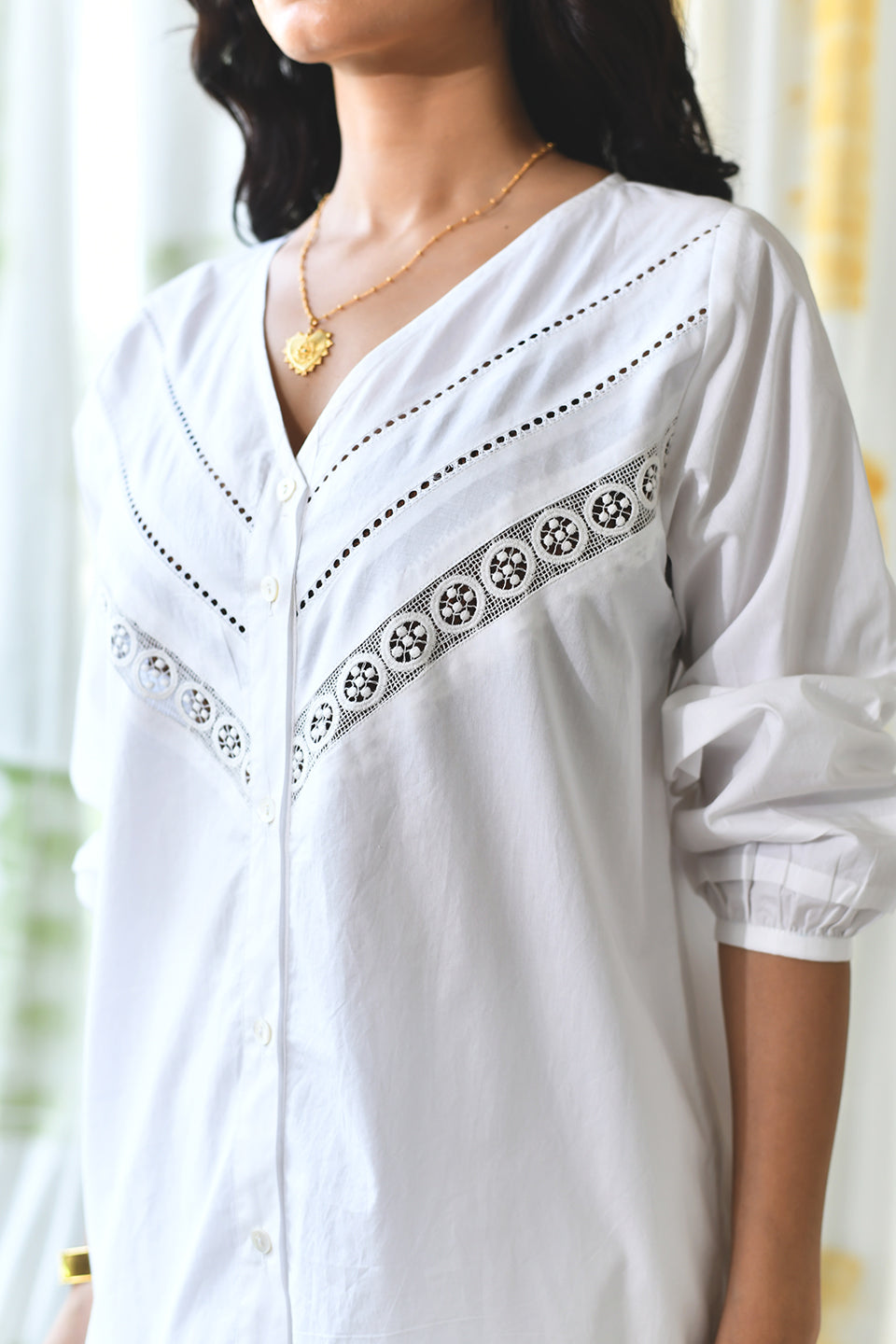 Holly Shirt Set-White