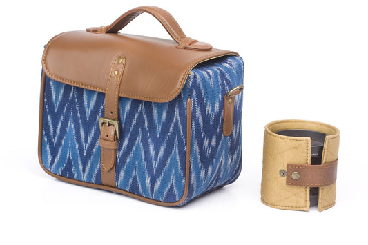 Camera Bag- Blue Ikat Durrie - October Jaipur
