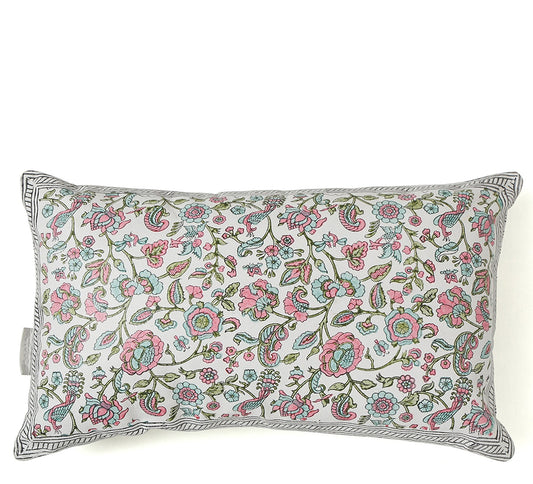 Westend Garden- Lumbar Pillow White - October Jaipur