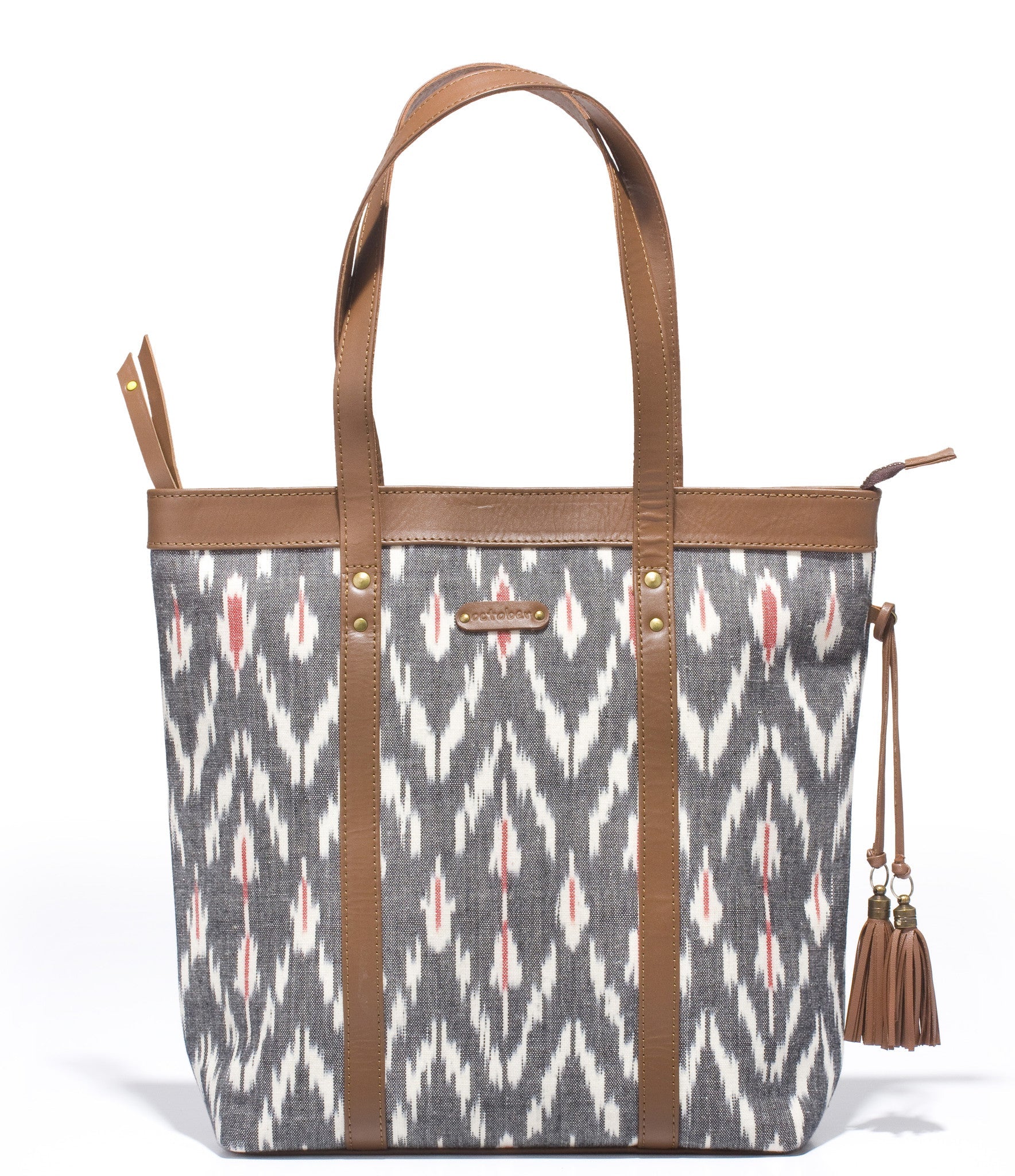 Shoppers Bag- Grey Ikat - October Jaipur