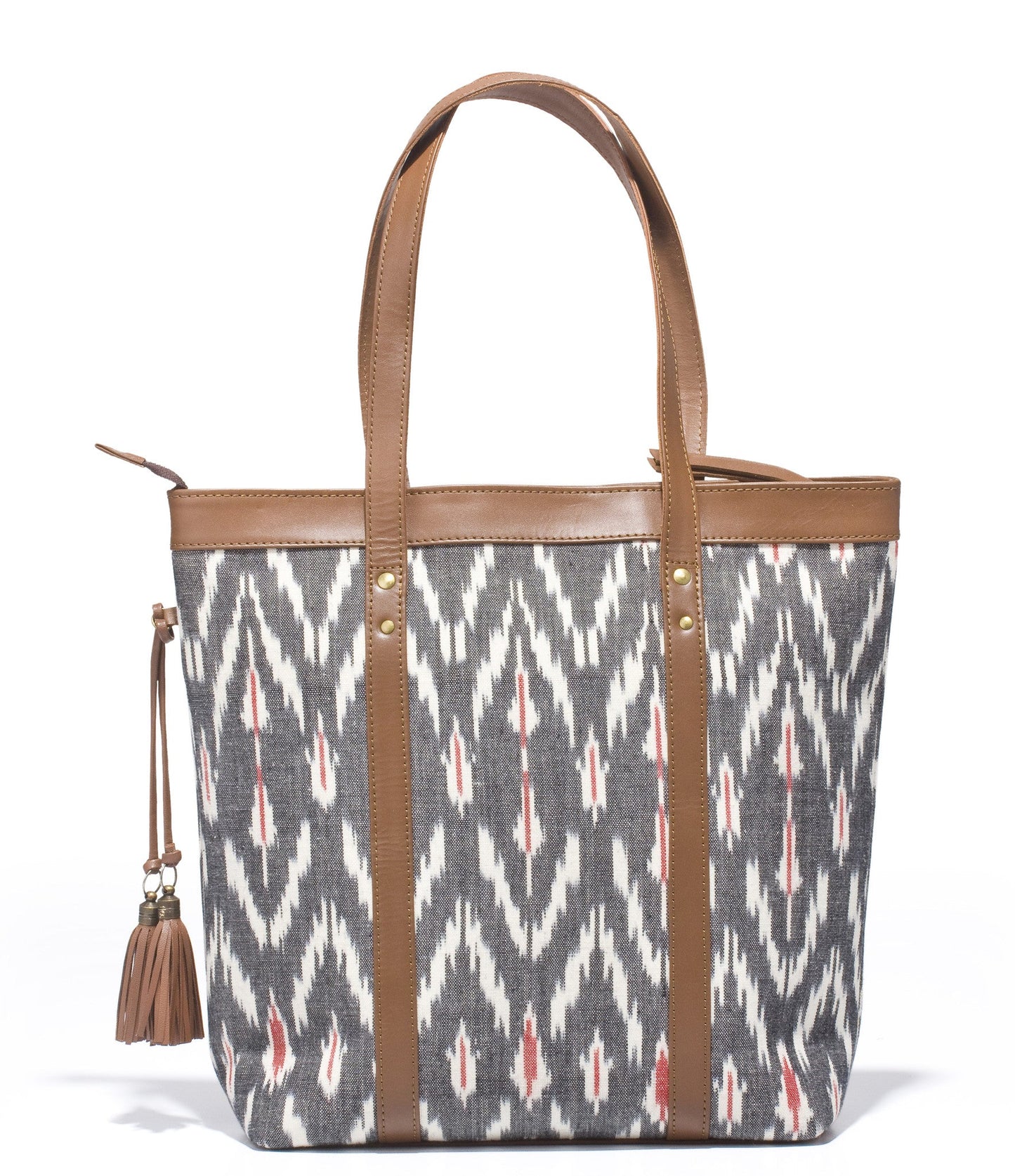Shoppers Bag- Grey Ikat - October Jaipur