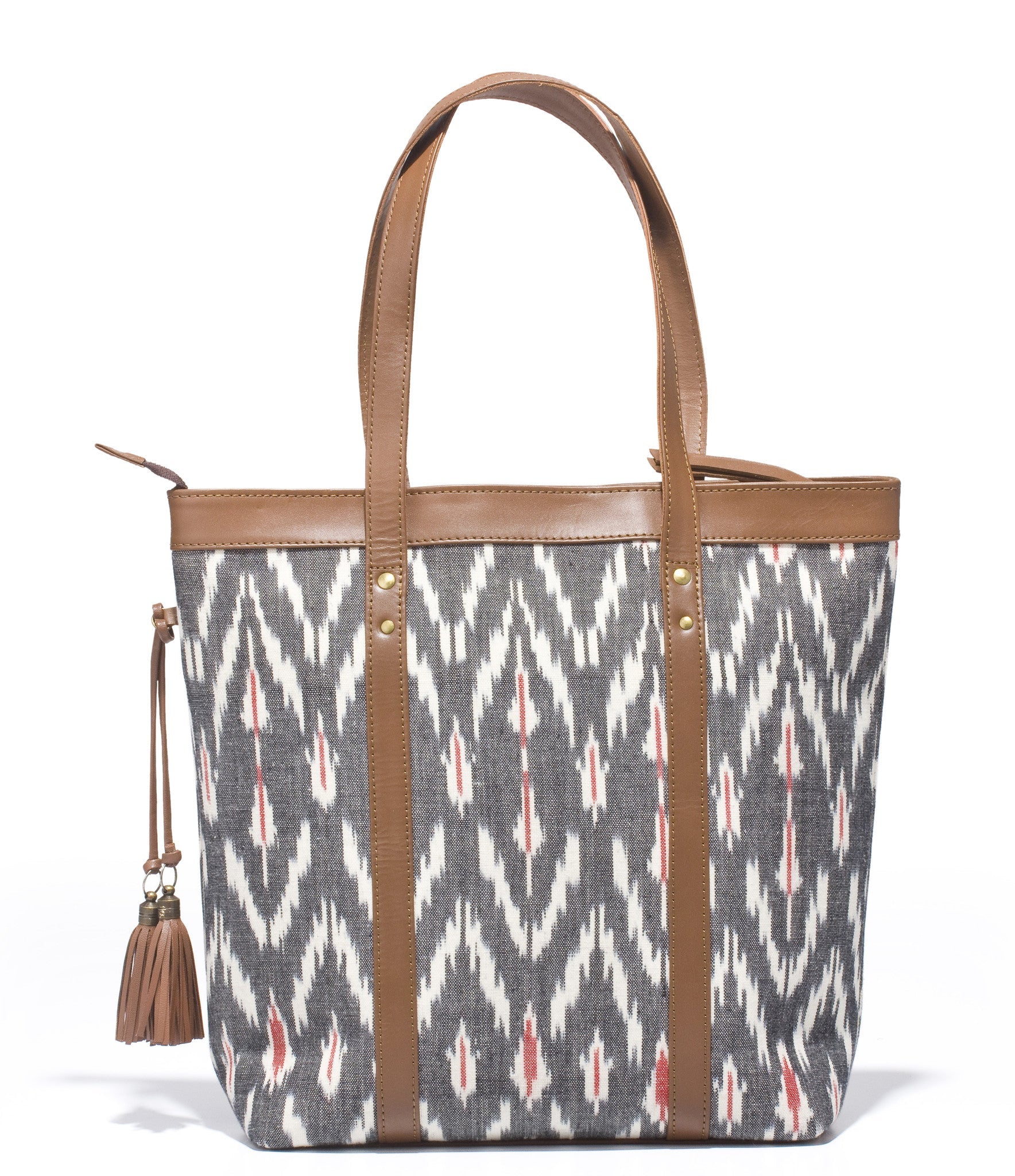 Shoppers Bag- Grey Ikat - October Jaipur