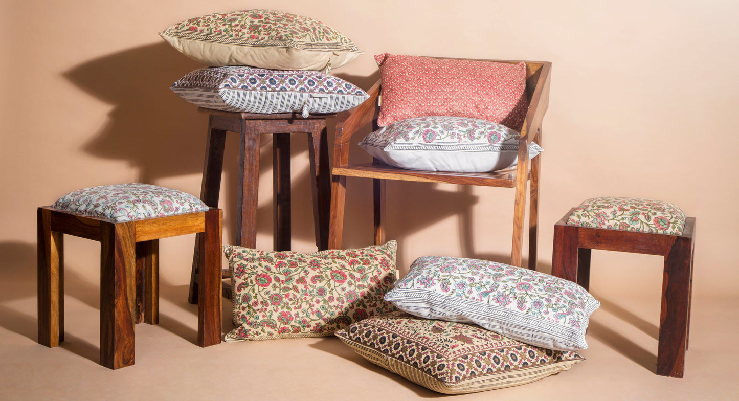 Westend Garden - Leather Side Stool - October Jaipur