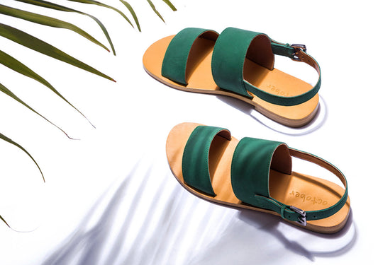 DOUBLE STRAP SANDAL- GREEN - October Jaipur