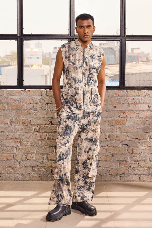 ZAYN UTILITLY VEST SET- TIE DYED CROCHET