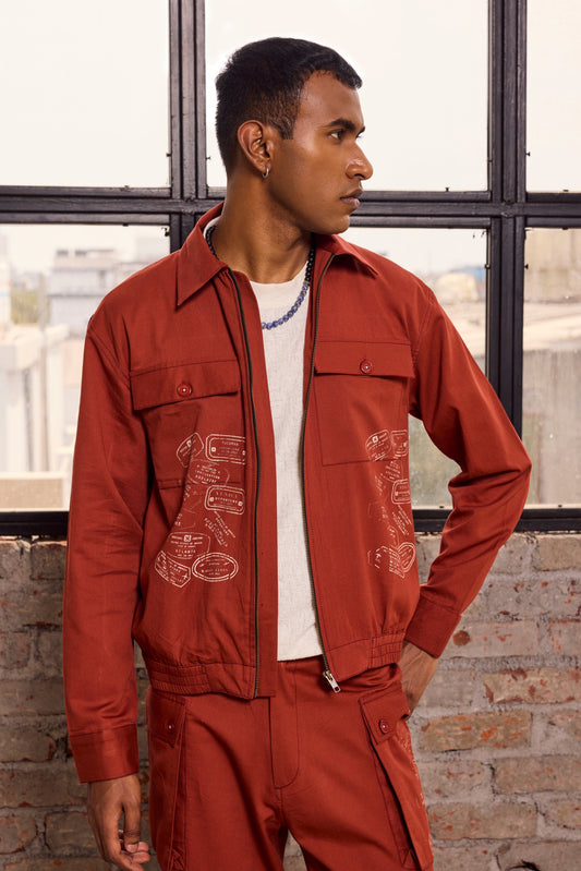 TRAVELLERS COTTON JACKET -CRAYON RED