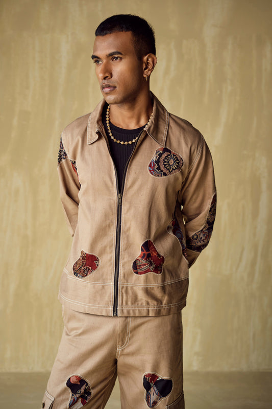 PATCHWORK JACKET-KHAKI